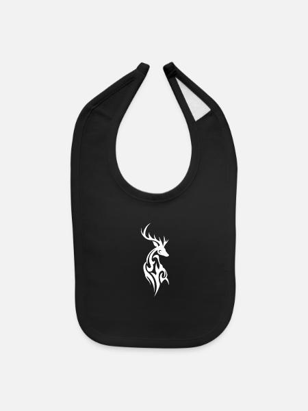 Timber Stag Tribal Linework - Baby Bib - black - Front