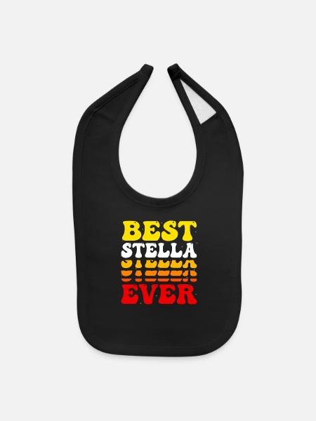 Cute Best Stella Ever - Groovy Vintage Custom - Baby Bib - black - Front