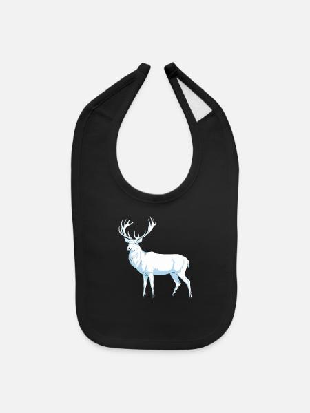 White Deer Buck Stag - Baby Bib - black - Front