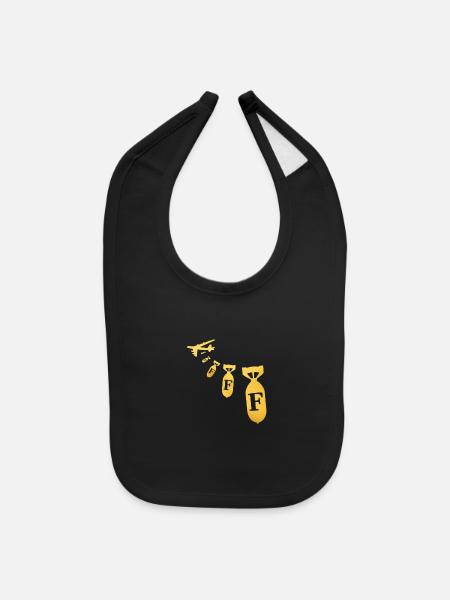Gold Jet Bombs F Monogram - Baby Bib - black - Front