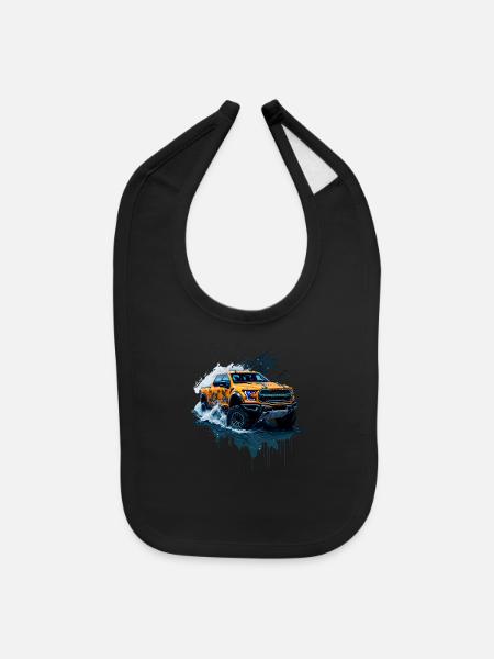 illustration 4x4 offroad vehicle - Baby Bib - black - Front
