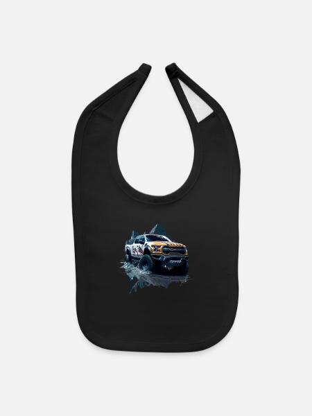 illustration 4x4 offroad vehicle - Baby Bib - black - Front