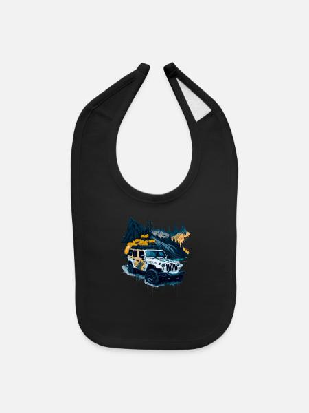 4x4 offroad vehicle - Baby Bib - black - Front