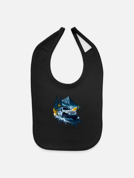 4x4 offroad vehicle - Baby Bib - black - Front