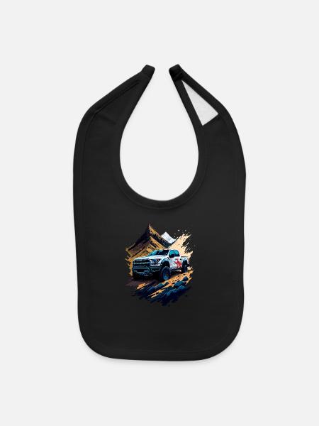 illustration 4x4 offroad vehicle - Baby Bib - black - Front