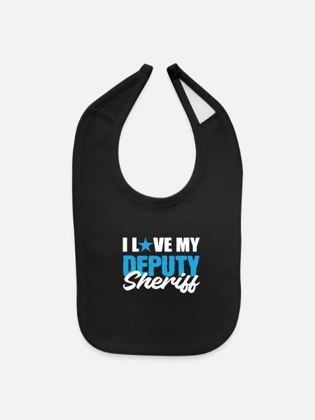 Love my Sheriff Peace Officer Gift - Baby Bib - black - Front