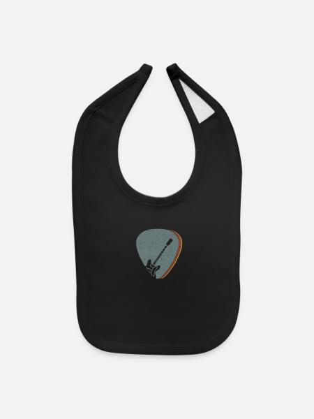 Guitar Pick Gift For Guitarist Retro Vintage - Baby Bib - black - Front