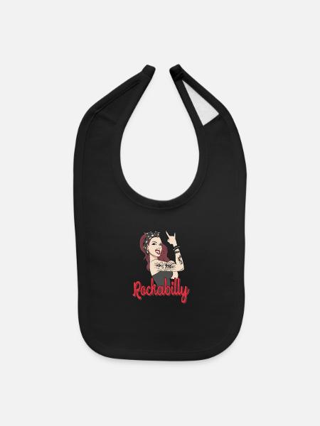 Rockabilly Tattoo Rock Roll Rock Star - Baby Bib - black - Front