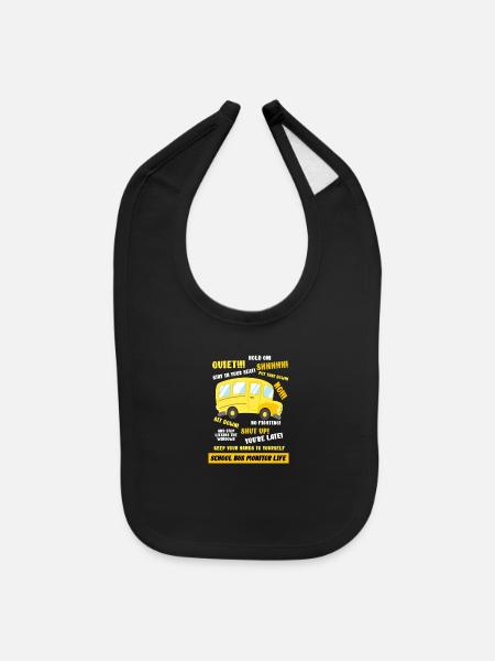 School Bus Monitor Life - Baby Bib - black - Front