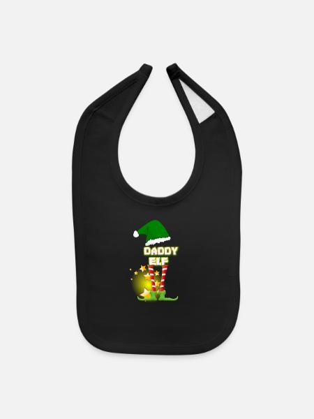 Daddy Elf Daddy Elf Daddy Elf - Baby Bib - black - Front