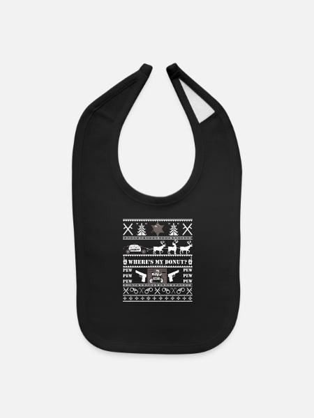 Police Cop Deputy Sheriff Ugly Christmas - Baby Bib - black - Front