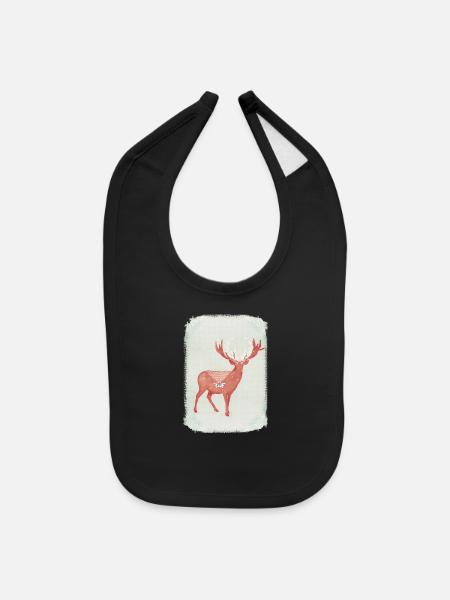 Christmas Stag - Baby Bib - black - Front