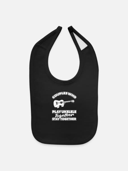 Ukulele Uke Couple - Baby Bib - black - Front