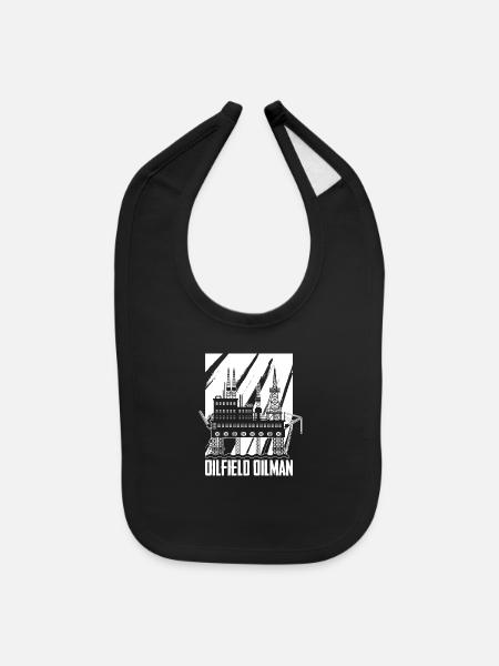 Oilfield Oil Drilling Oil Rig - Baby Bib - black - Front