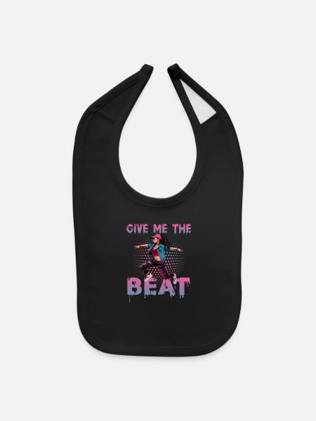 Dancing Breakdance Streetdane Rap - Baby Bib - black - Front