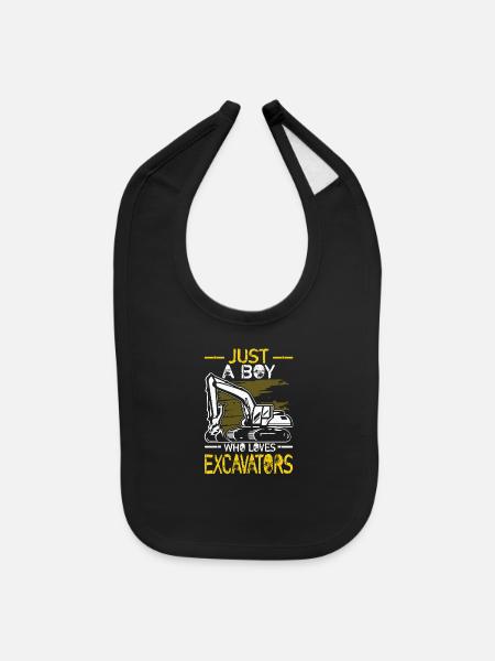 Kids Construction Vehicles - Baby Bib - black - Front