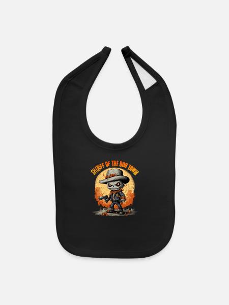 Sheriff Of The Boo Town - Halloween Costume - Baby Bib - black - Front