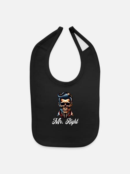 Mr. Right – Rockabilly Skull Edition - Baby Bib - black - Front