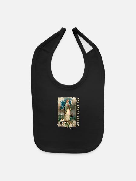 Ave Maris Stella Lady Blessed Mother Mary - Baby Bib - black - Front