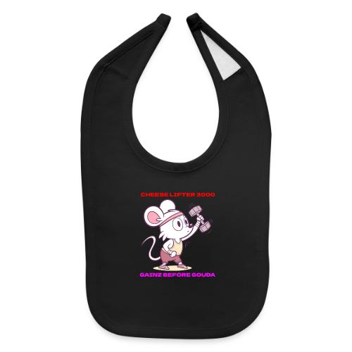 Cheese Lifter 3000 | Funny Gym Rat Mouse tshirt - Baby Bib