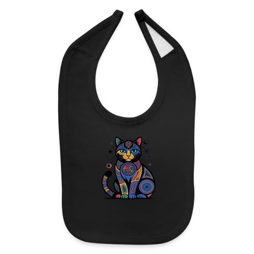 Vibrant Geometric Cat Mandala - Baby Bib