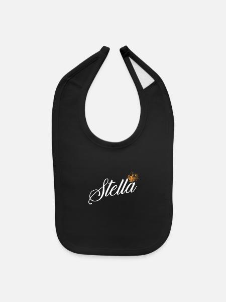 Stella Name for Women Kids Toddlers - Stella - Baby Bib - black - Front