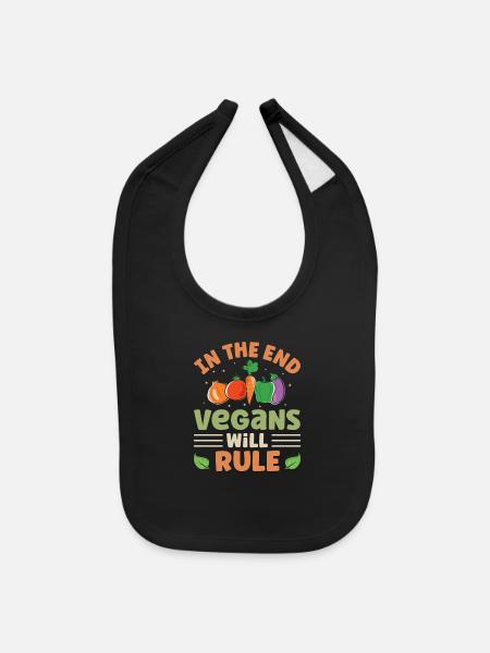 In The End Vegans Will Rule - Baby Bib - black - Front