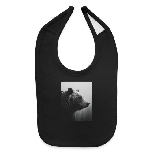 Grizzly Bear Black White Portrait Design - Baby Bib