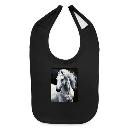 White Horse Oil Painting Design - Baby Bib
