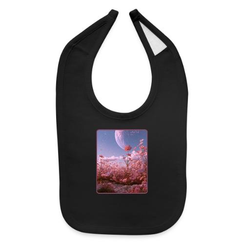 Cosmic Moon & Cosmos Flowers Art - Baby Bib