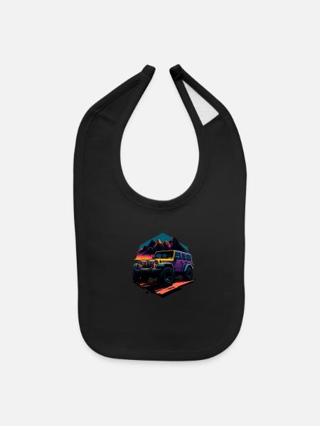 illustration 4x4 offroad vehicle - Baby Bib - black - Front