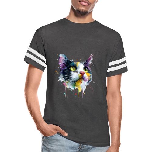 Cat: Painted Purr Expression - Men's Football Tee