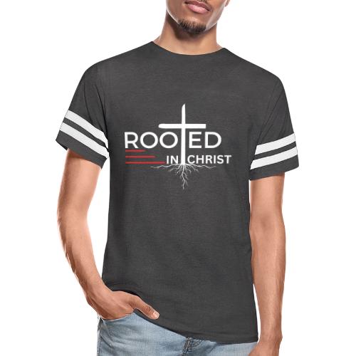 Rooted in Christ (white) - Colossians 2:7 - Men's Football Tee