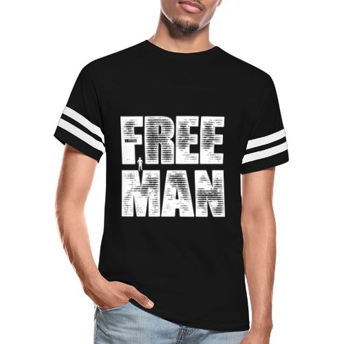 FREE MAN - White Graphic - Vintage Sports T-Shirt