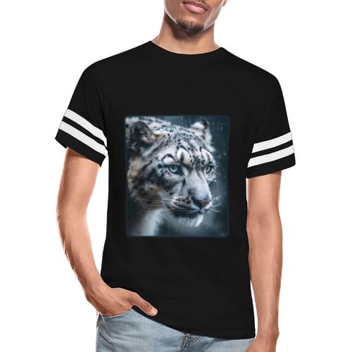 Snow Leopard Blue Eyes Design - Men's Football Tee