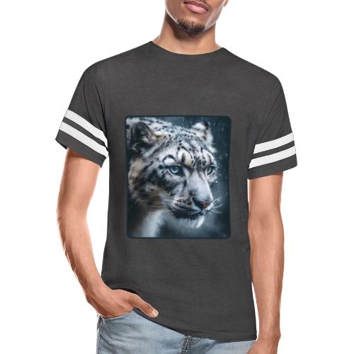 Snow Leopard Blue Eyes Design - Men's Football Tee