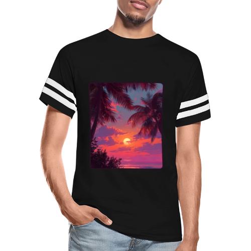 Tropical Sunset Palm Silhouette Design - Men's Football Tee