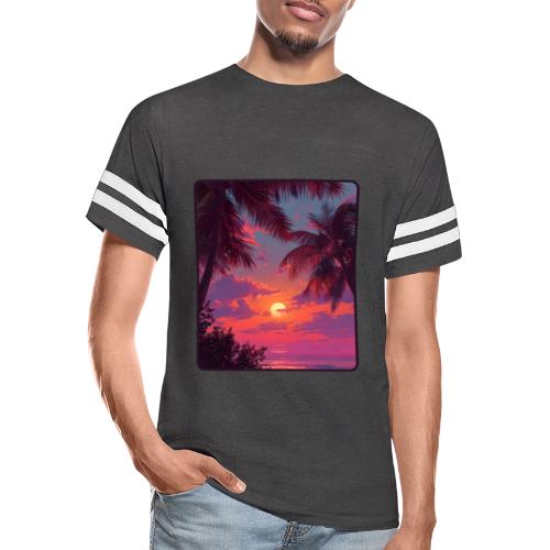 Tropical Sunset Palm Silhouette Design - Men's Football Tee