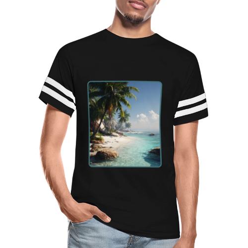Tropical Beach Paradise Palm Design - Men's Football Tee
