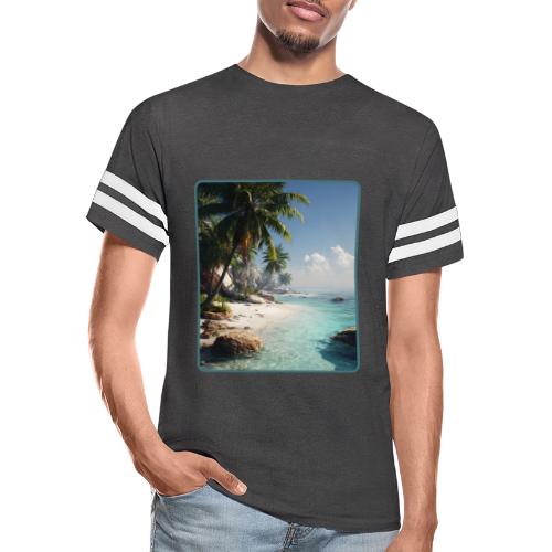 Tropical Beach Paradise Palm Design - Men's Football Tee