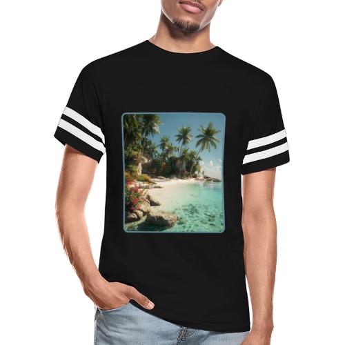 Serene Tropical Beach Floral Design - Men's Football Tee