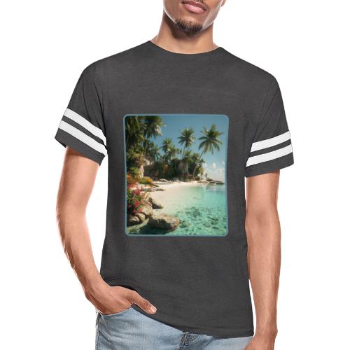 Serene Tropical Beach Floral Design - Men's Football Tee