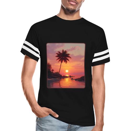 Tropical Beach Sunset Palm Design - Men's Football Tee