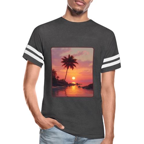 Tropical Beach Sunset Palm Design - Men's Football Tee