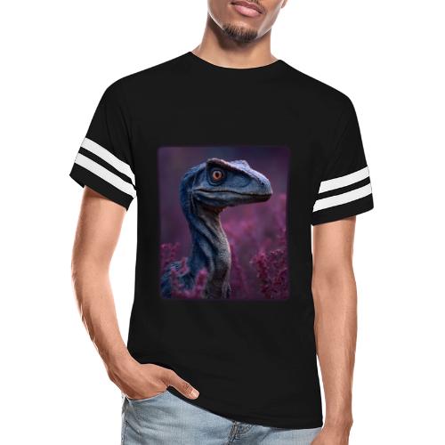 Blue Velociraptor Portrait Design - Men's Football Tee