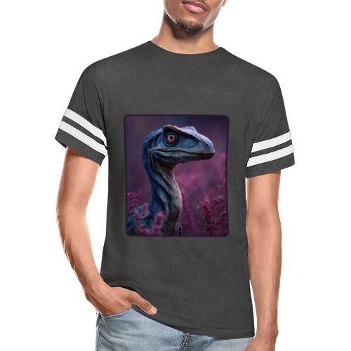 Blue Velociraptor Portrait Design - Men's Football Tee