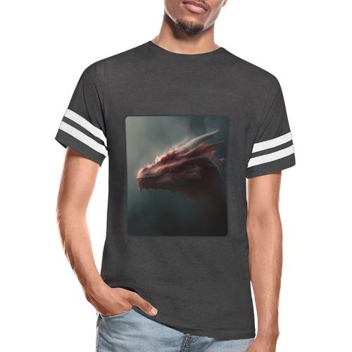 Red Dragon Fog Portrait Design - Men's Football Tee
