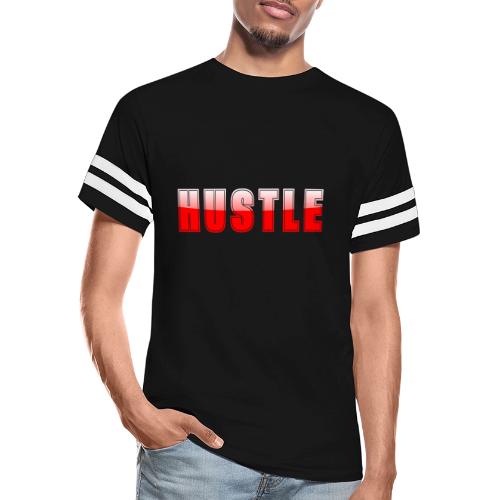 HUSTLE Bold Red Motivational Typography Design - Men's Football Tee