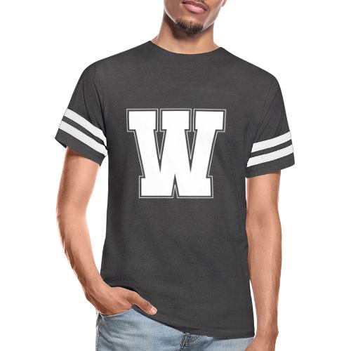 White Letter W – Varsity Alphabet Monogram - Men's Football Tee