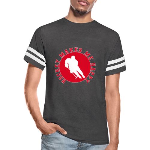 Hockey Makes Me Happy – Ice Hockey Fan Emblem - Men's Football Tee